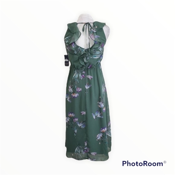 RACHEL ROY Green Floral Odele Ruffle Midi Dress, Size XS - Picture 9 of 11